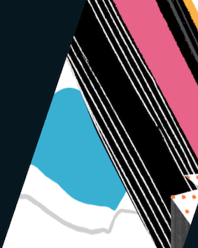 The image showcases a modern, abstract design with bold black lines